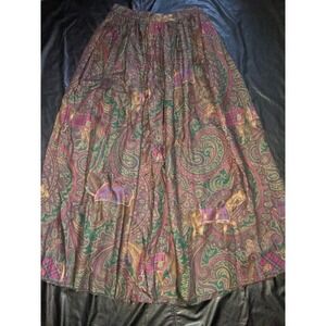 Vintage Ralph Lauren Wool Maxi Skirt Paisley Equestrian Purple Label Size 8 USA